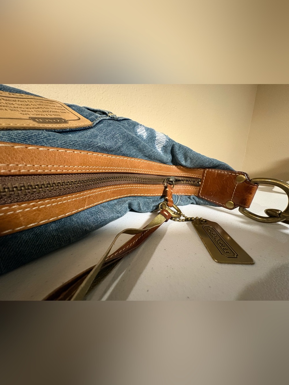 Rare Coach Denim Patchwork XL Hobo Shoulder Bag 10016 - Picture 11 of 16